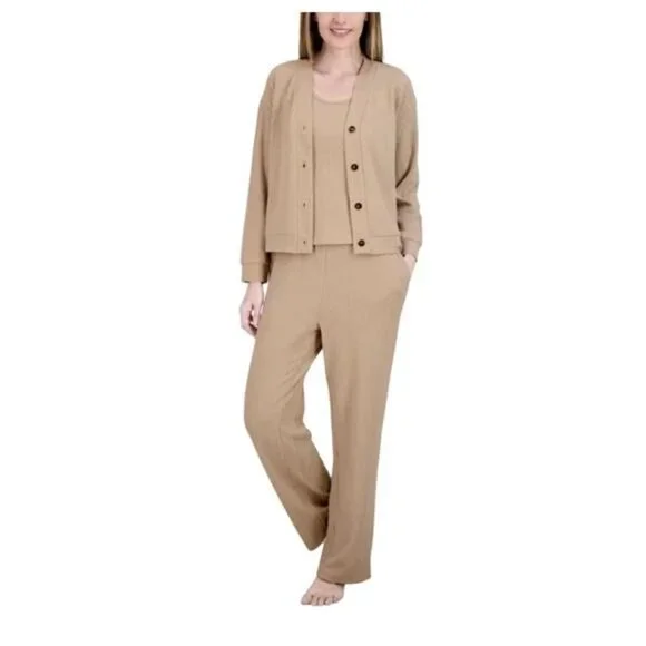 Live2Lounge Women's 3 Piece Textured Cable Knit Lounge Set - Picture 2 of 5